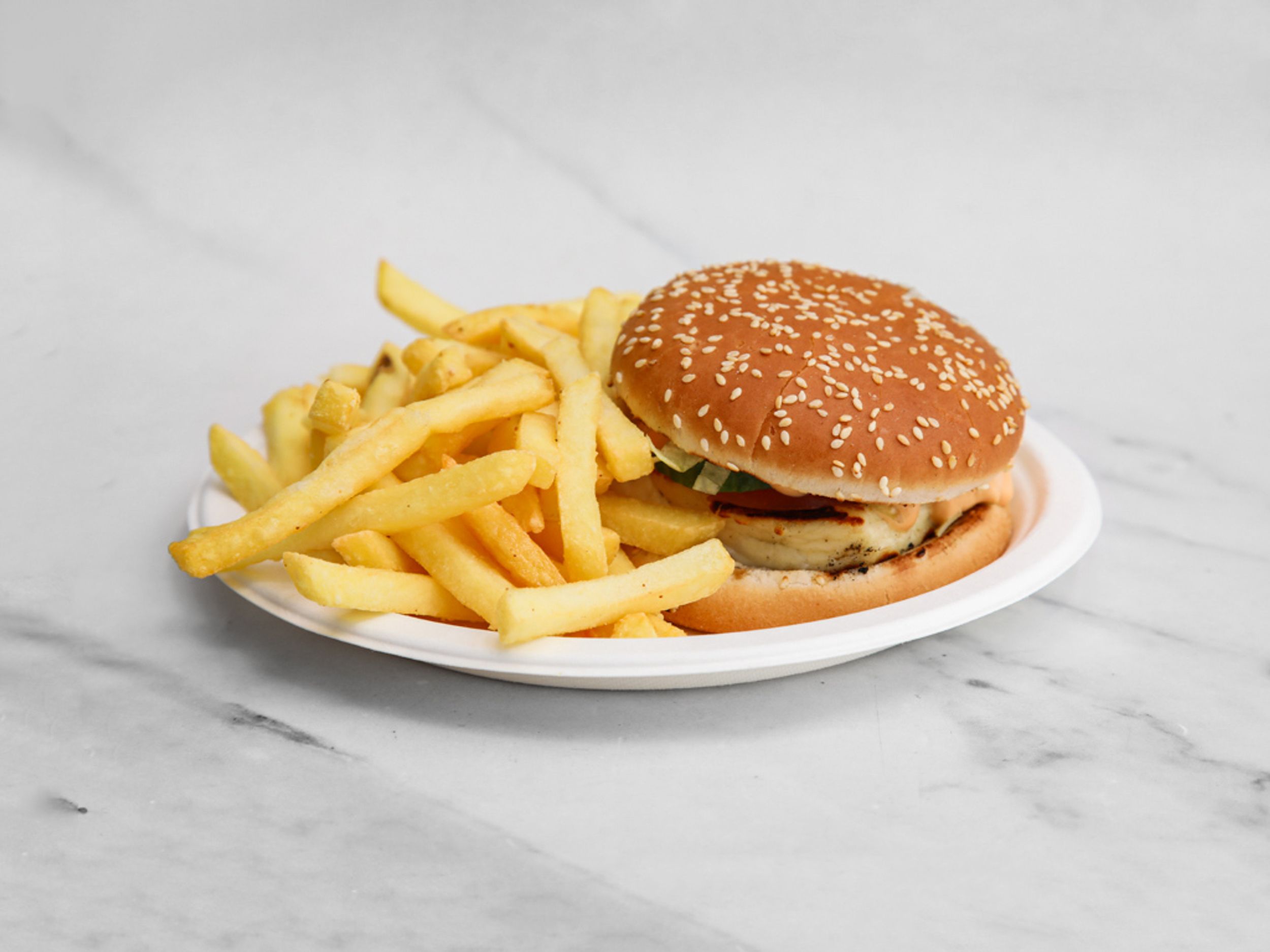 HALLOUMI CHEESE GRILLED BURGER with Fries